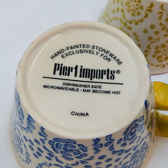 Pier 1 Imports Mandala Medallion Measuring Cup Set of 4 Stoneware Mug Handle - Picture 7 of 8